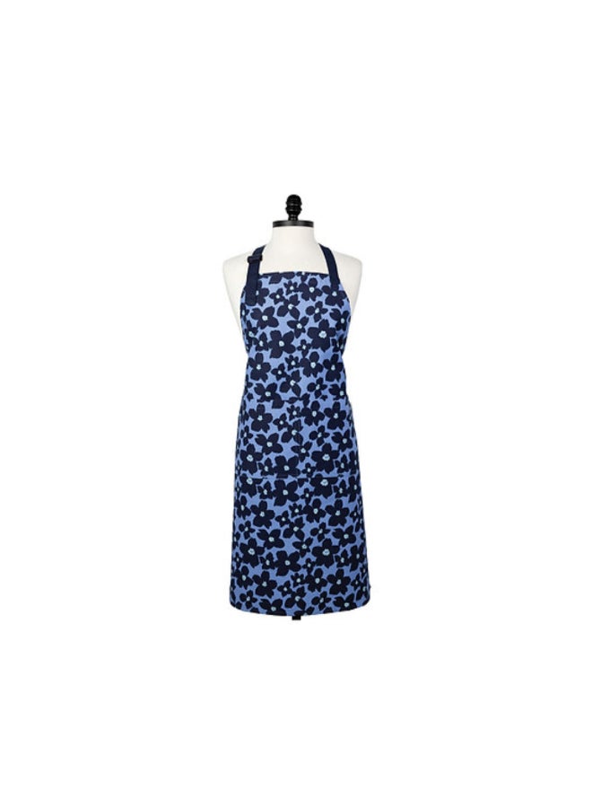 Periwinkle Floral Pattern Designer Chef Apron Blue and Navy 35 Inch 6012-2589